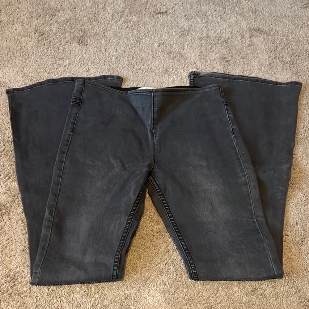 Free People Black Flare Wide Leg Jeans